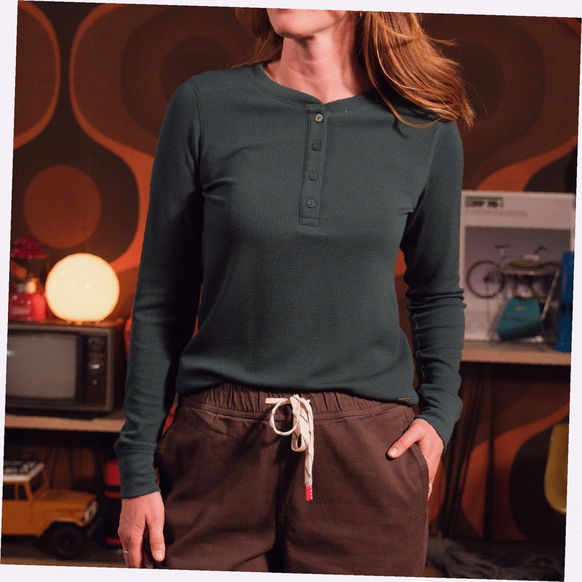 Global Waffle Henley - Womens